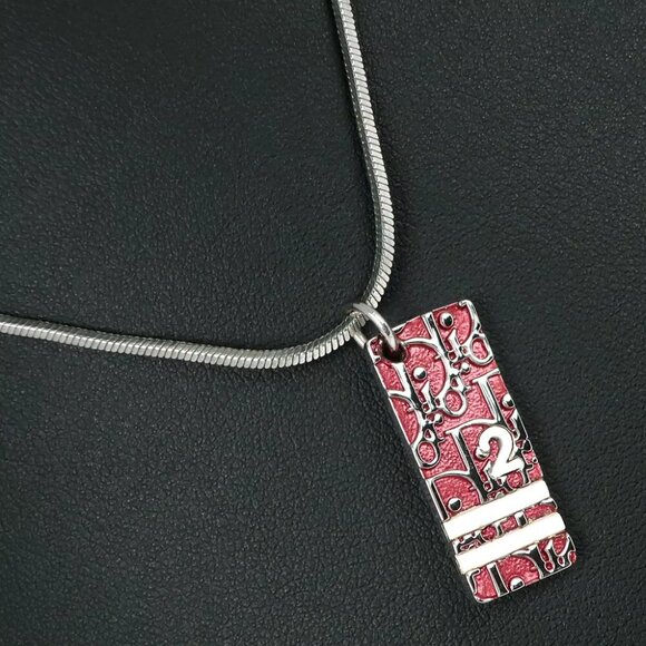 Dior Trotter Necklace Number 2 wine-red/Silver metallic Square 10.4g Women - Picture 1 of 6